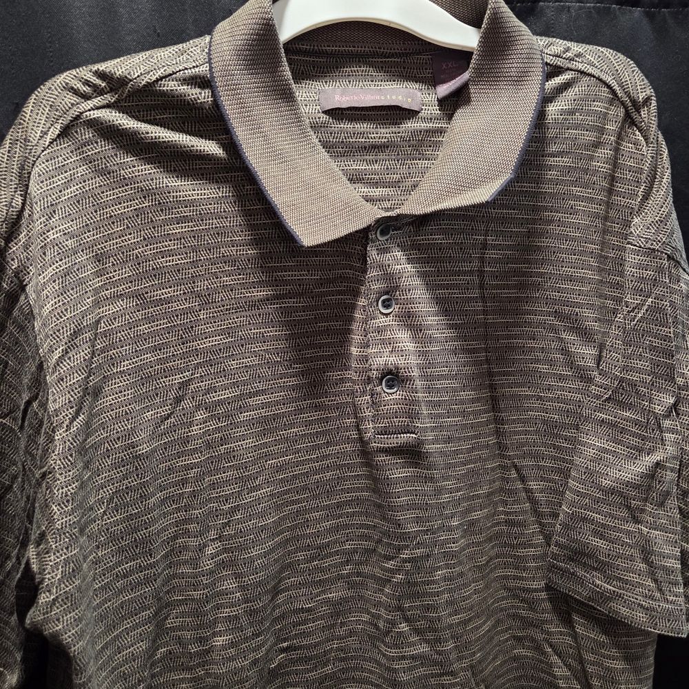 Roberto Villini Studio Polo Shirt XXL 100% Mercerized Cotton Textured Knit Golf